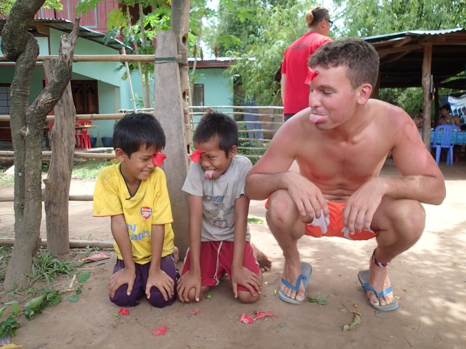 Chilling with the local kids